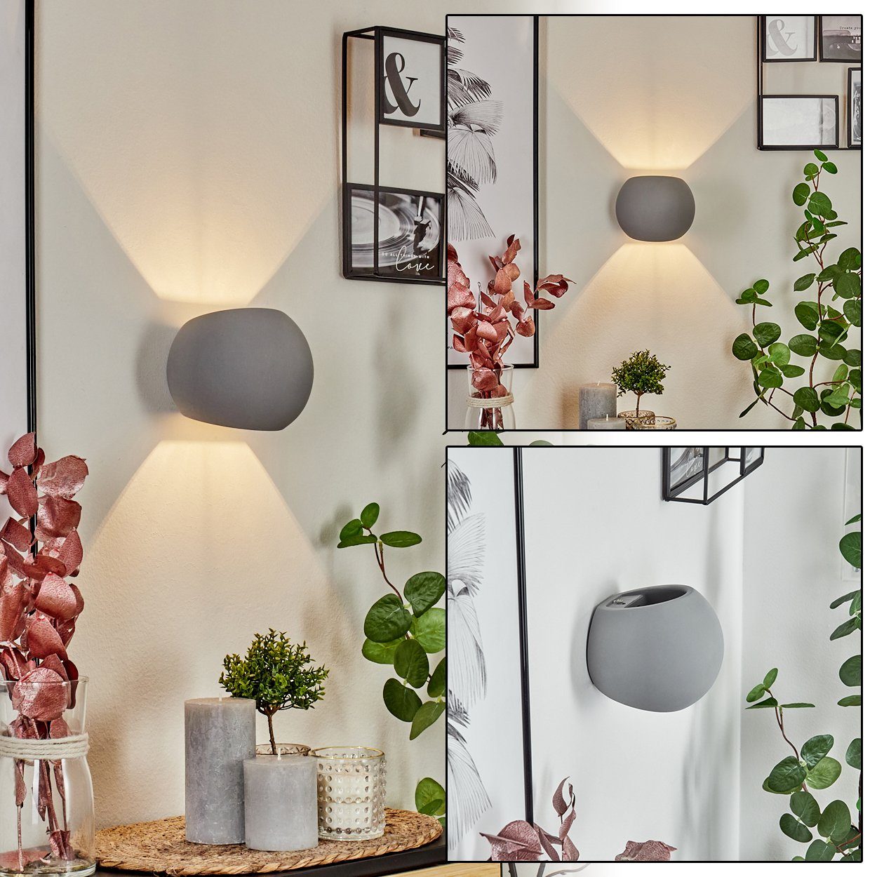 hofstein Wandleuchte »Scorzo« moderne Wandlampe aus Beton in Grau, ohne Leuchtmittel, Wandspot im Modernen Design mit Up & Down Effekt, 1xG9 | Wandleuchten