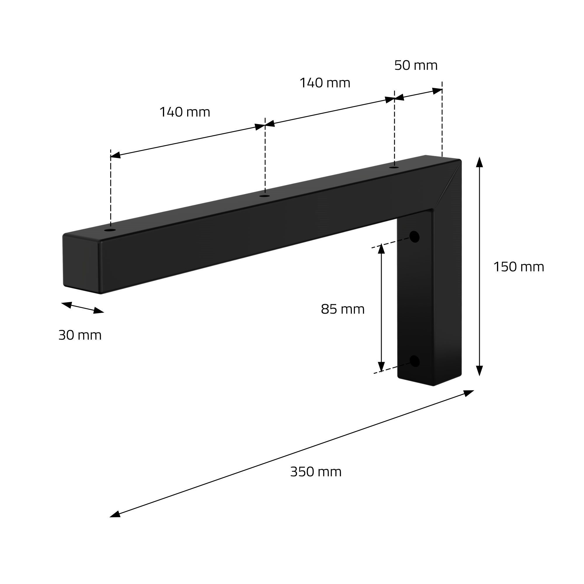 ML-DESIGN Waschbeckenschrank Wandkonsole Winkel Waschtisch 350x150mm für Set L-Form Schwarz Stahl Waschtischhalterung 2er Design