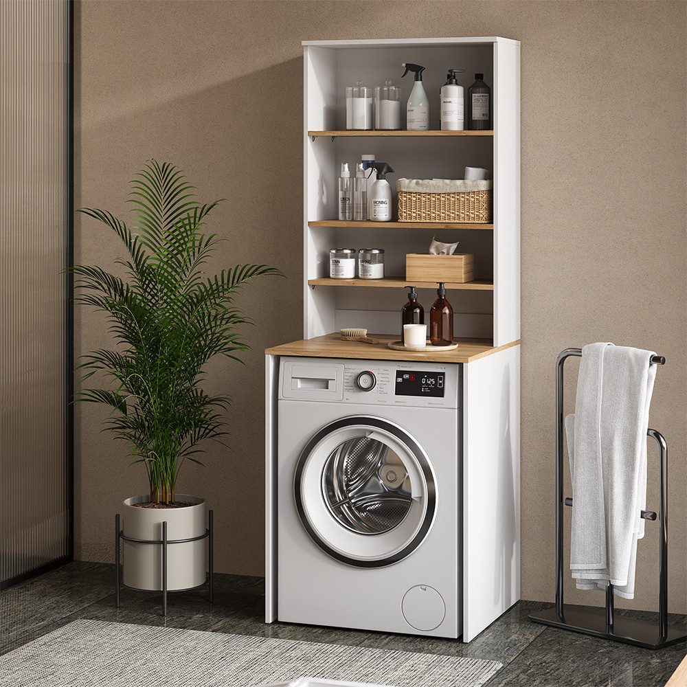 Vicco Waschmaschinenumbauschrank Viktor, Weiß/Artisan, 66 x 88.2 cm 2 Teile günstig online kaufen
