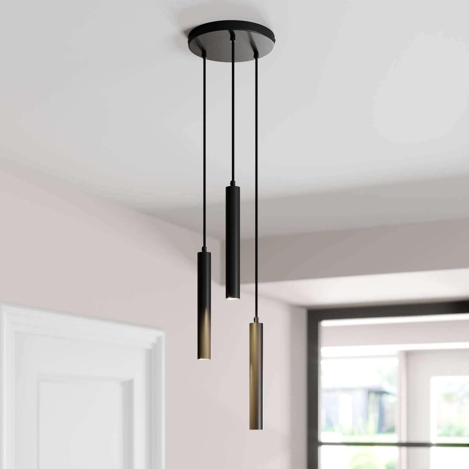 Arcchio LED-Pendelleuchte Franka, 3-flg., Ø 24 cm, schwarz günstig online kaufen