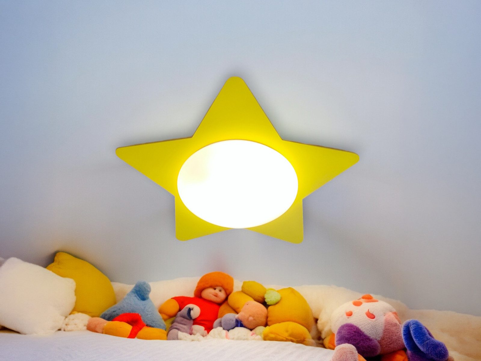 niermann LED Deckenleuchte Kinder-Lampe mit Holz Ø 53cm, dimmbar über Licht-Schalter, LED wechselbar, Warmweiß, Coole Deckenlampe flach für Kinderzimmer Decke & E27 LED