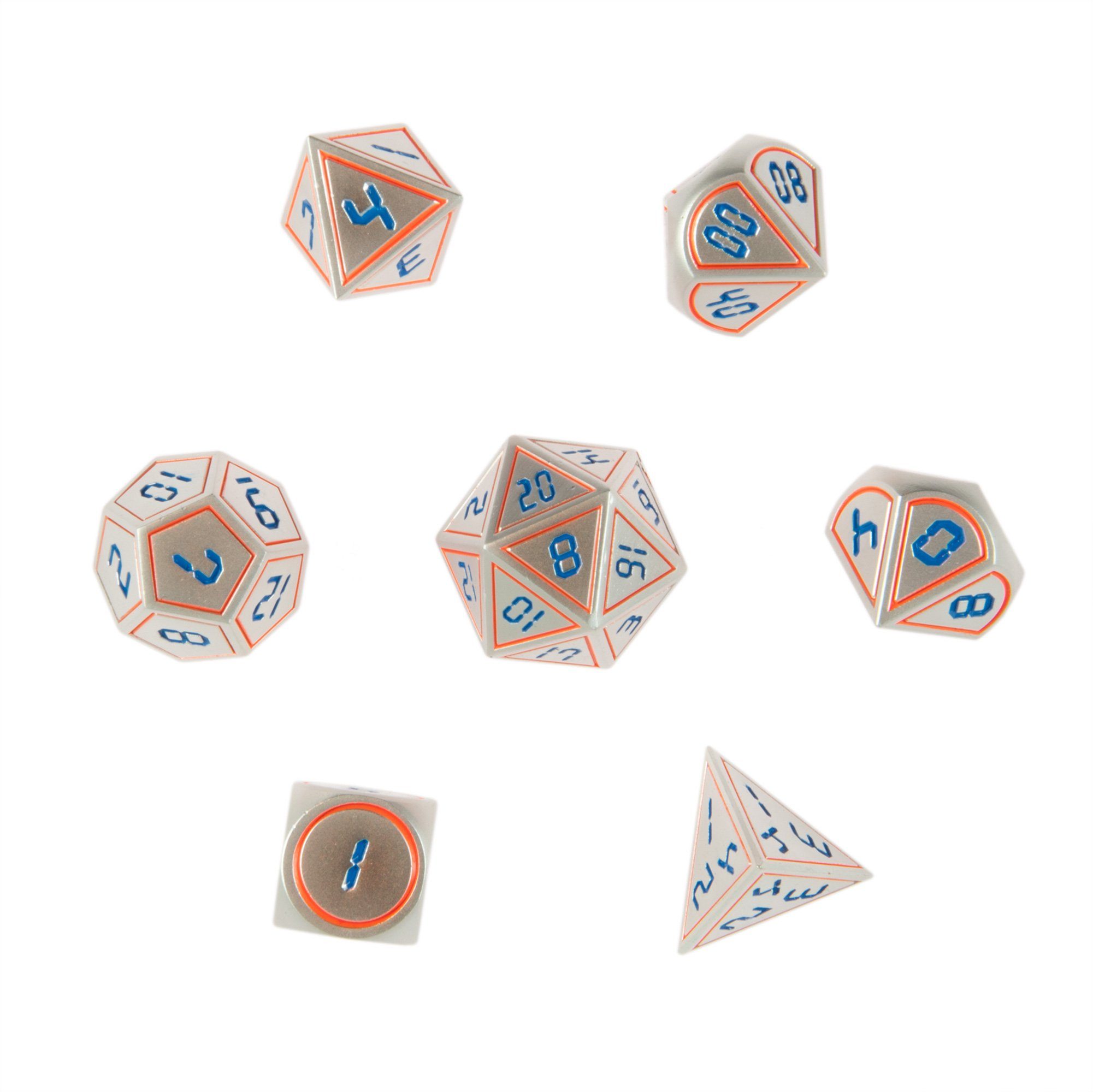 SHIBBY Spielesammlung 7 Pen&Paper Metall-DND-Würfel im Digital-Look