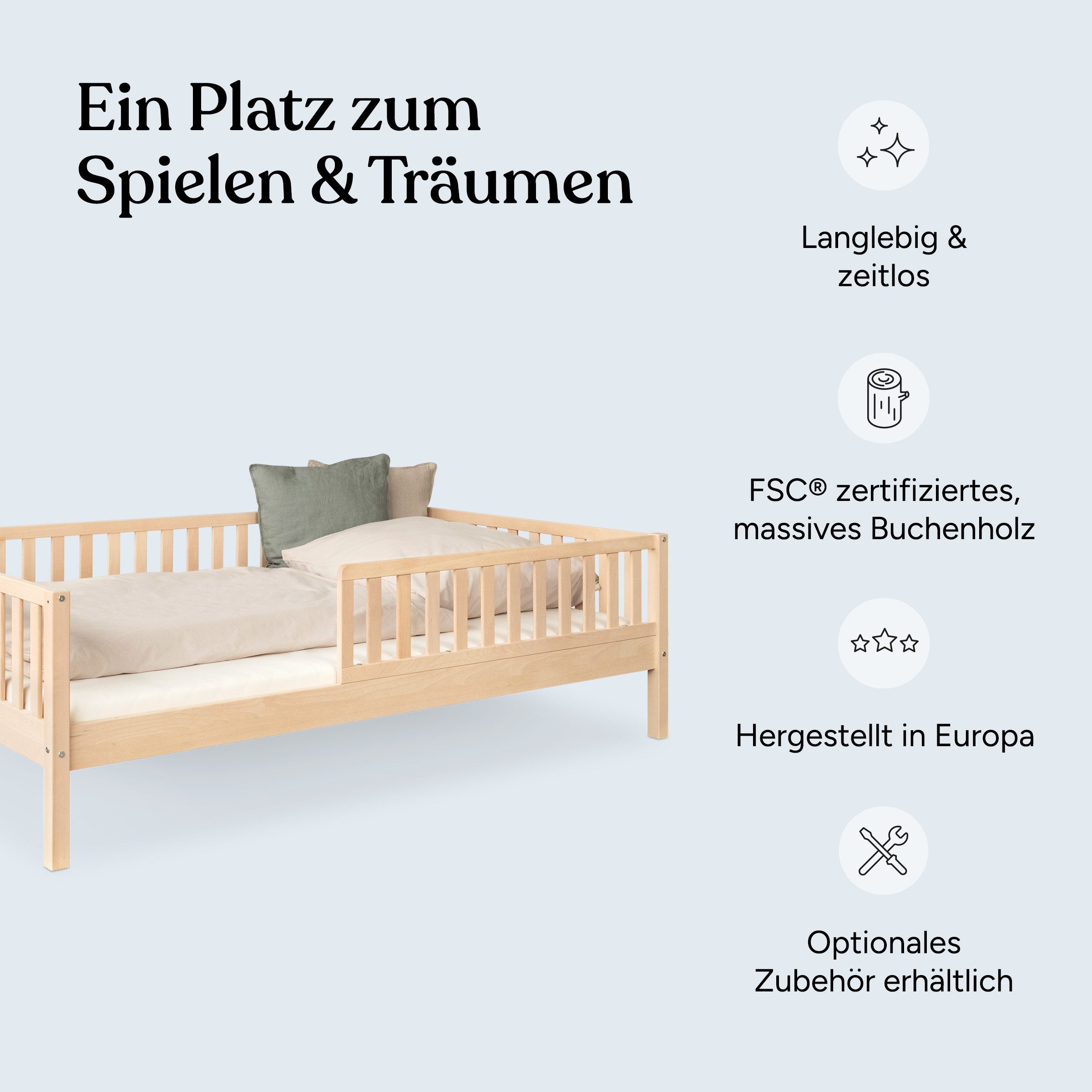 Ehrenkind Kinderbett Livo aus massivem Buchenholz, günstig online kaufen