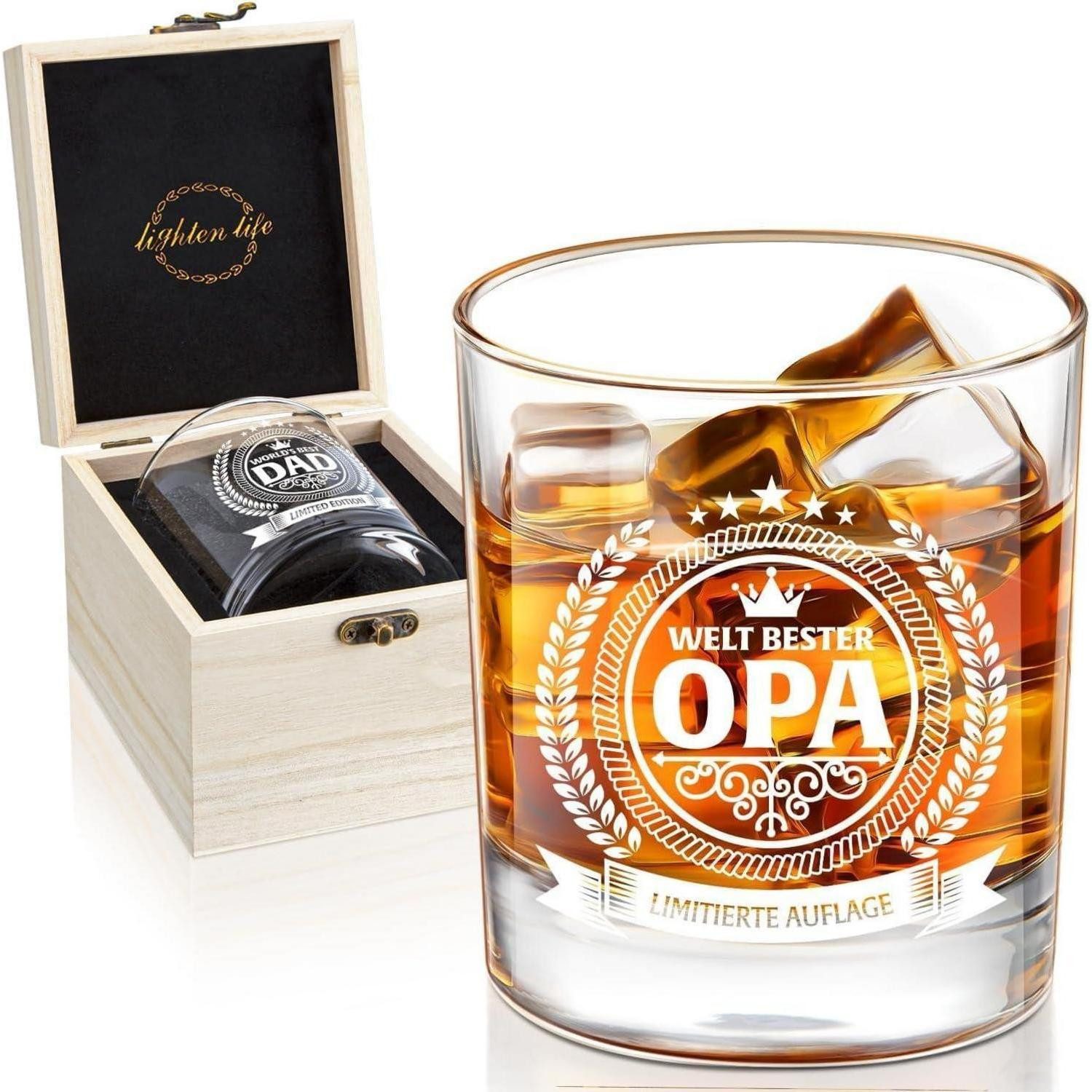 LuxusKollektion Whiskyglas Whiskyglas Holzkiste Geburtstagsgeschenk Enkelkinder Opa