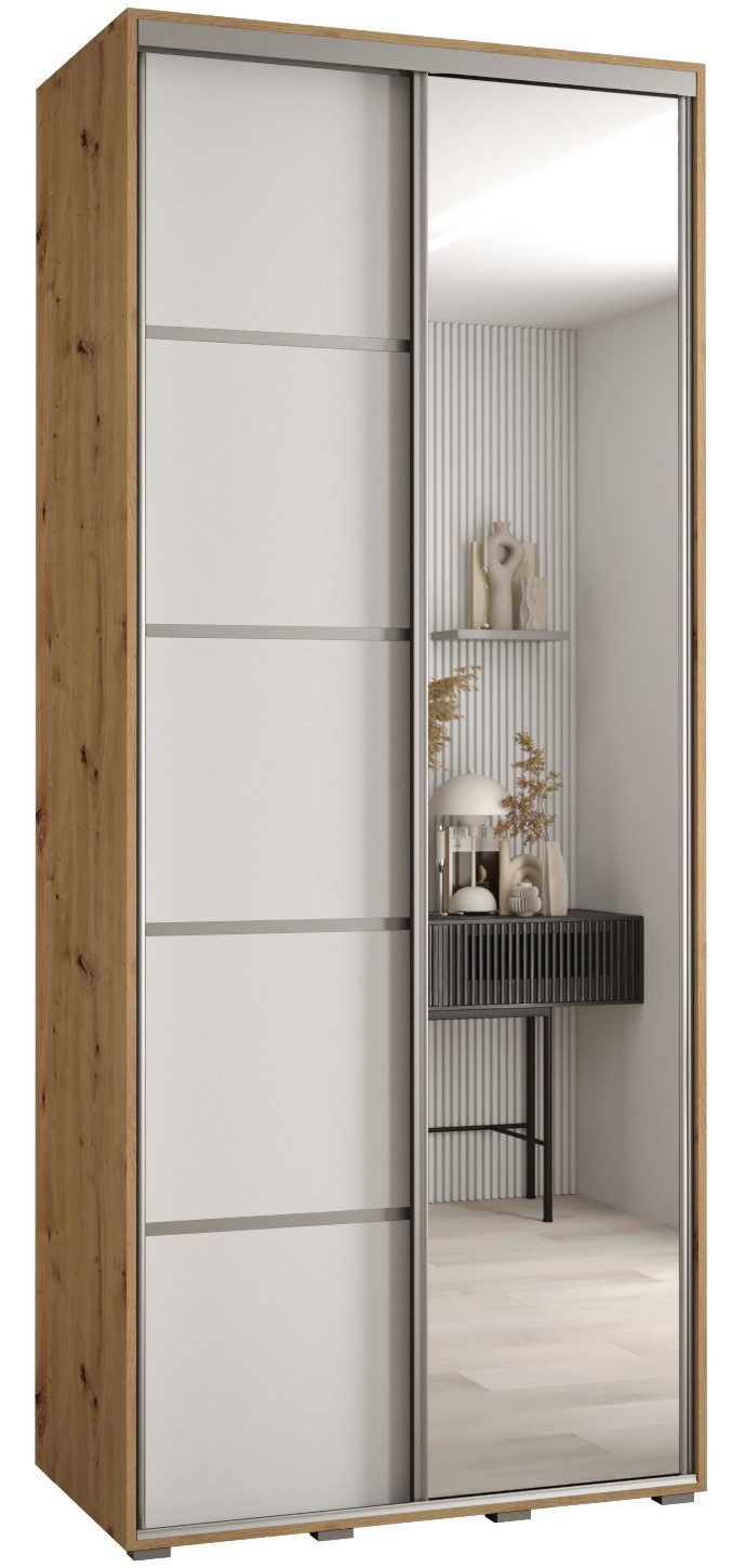 ABIKS MÖBEL Schwebetürenschrank Davos 5 Schlafzimmerschrank mit Spiegel, Kleiderstange und Regalen