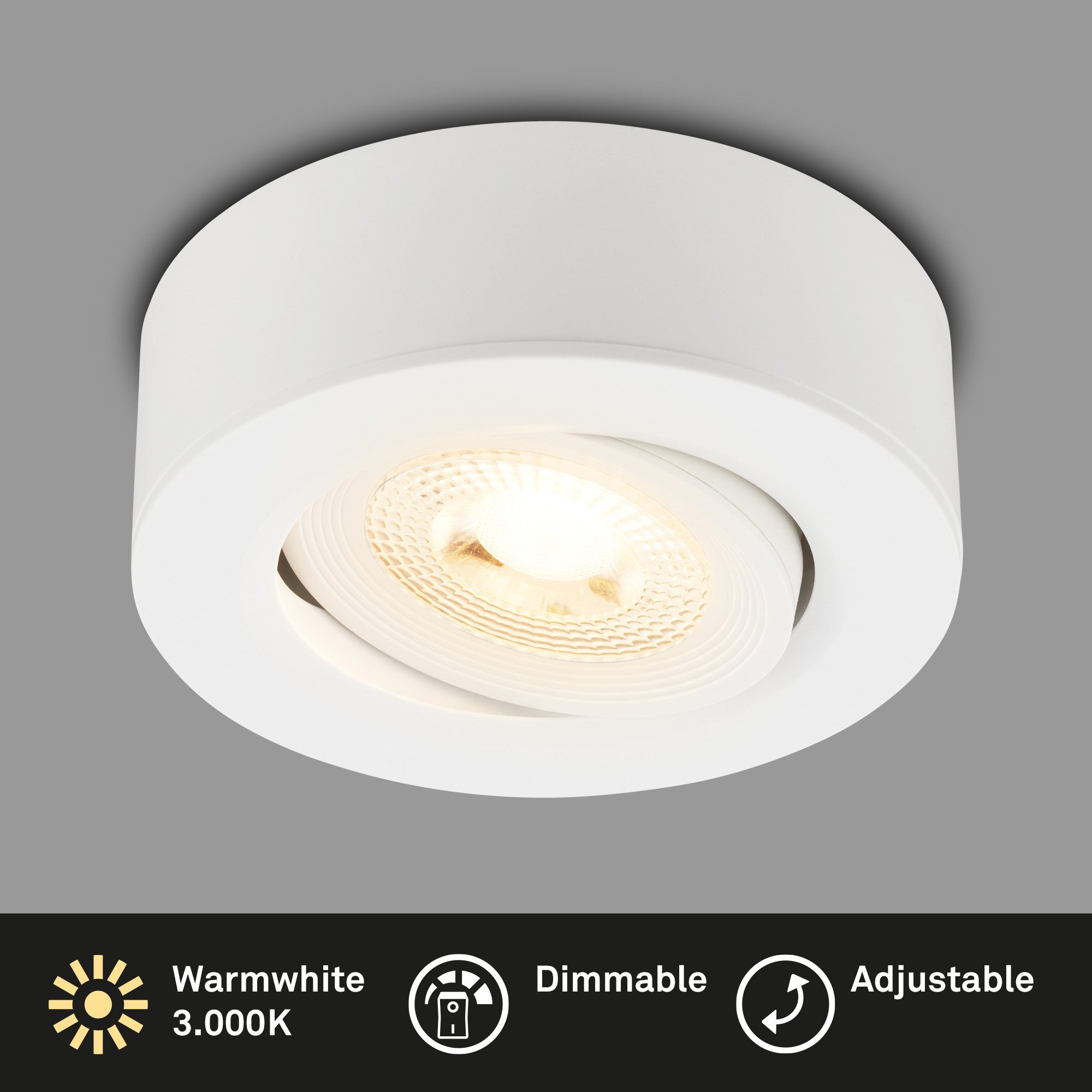 Briloner Leuchten LED Deckenleuchte 2-in1 Aufbauleuchte oder Einbauspot schwenkbar dimmbar Deckenstrahler, LED fest integriert, 3000K - Warmweiß, 90x30mm Weiß, Schwarz, Silber 5W Decke Wohnzimmer Schlafzimmer Küche