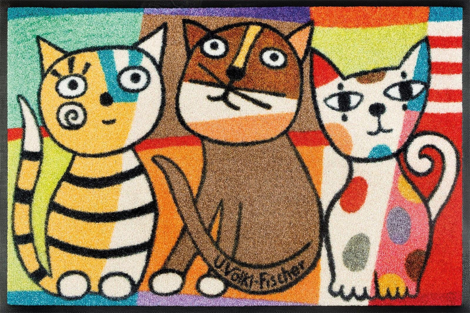 wash+dry by Kleen-Tex Fußmatte Miezentreffen, rechteckig, Höhe: 7 mm, Schmu günstig online kaufen