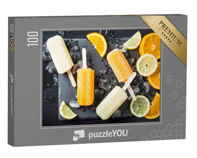 puzzleYOU Puzzle Hausgemachtes Fruchteis aus Orangen und Zitronen, 100 Puzzleteile, puzzleYOU-Kollektionen Essen und Trinken