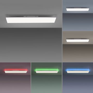 LeuchtenDirekt LED Deckenleuchte LED Panel GUSTAV länglich, Dimmbar, CCT-Farbtemperaturwechsel, RGB Farbwechsel, Memoryfuktion, 1xLED-Board/27,30W/2700-5000K, Warmweiß - Neutralweiß - Kaltweiß, RGB Backlight, CCT, Fernbedienung, dimmbar