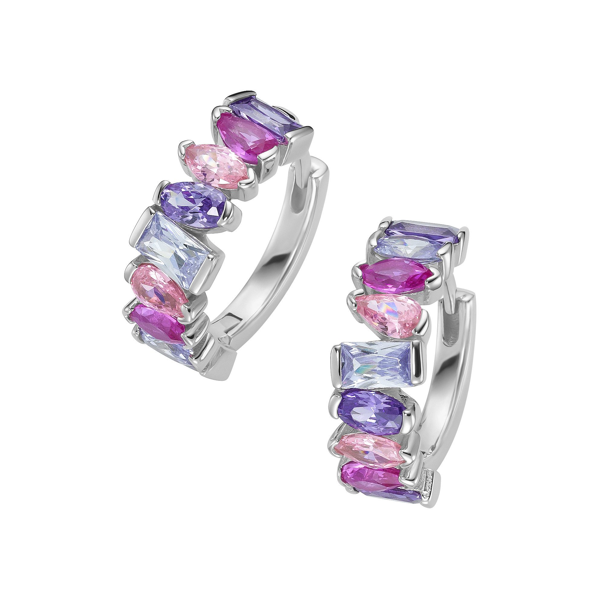 GIORGIO MARTELLO MILANO Paar Creolen Korund pink und Zirkonia mehrfarbig, Silber 925