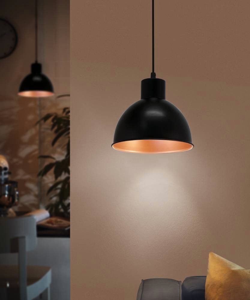 EGLO Pendelleuchte TRURO 1 Hängelampe, Esstischlampe, Stahl, schwarz, kupfe günstig online kaufen