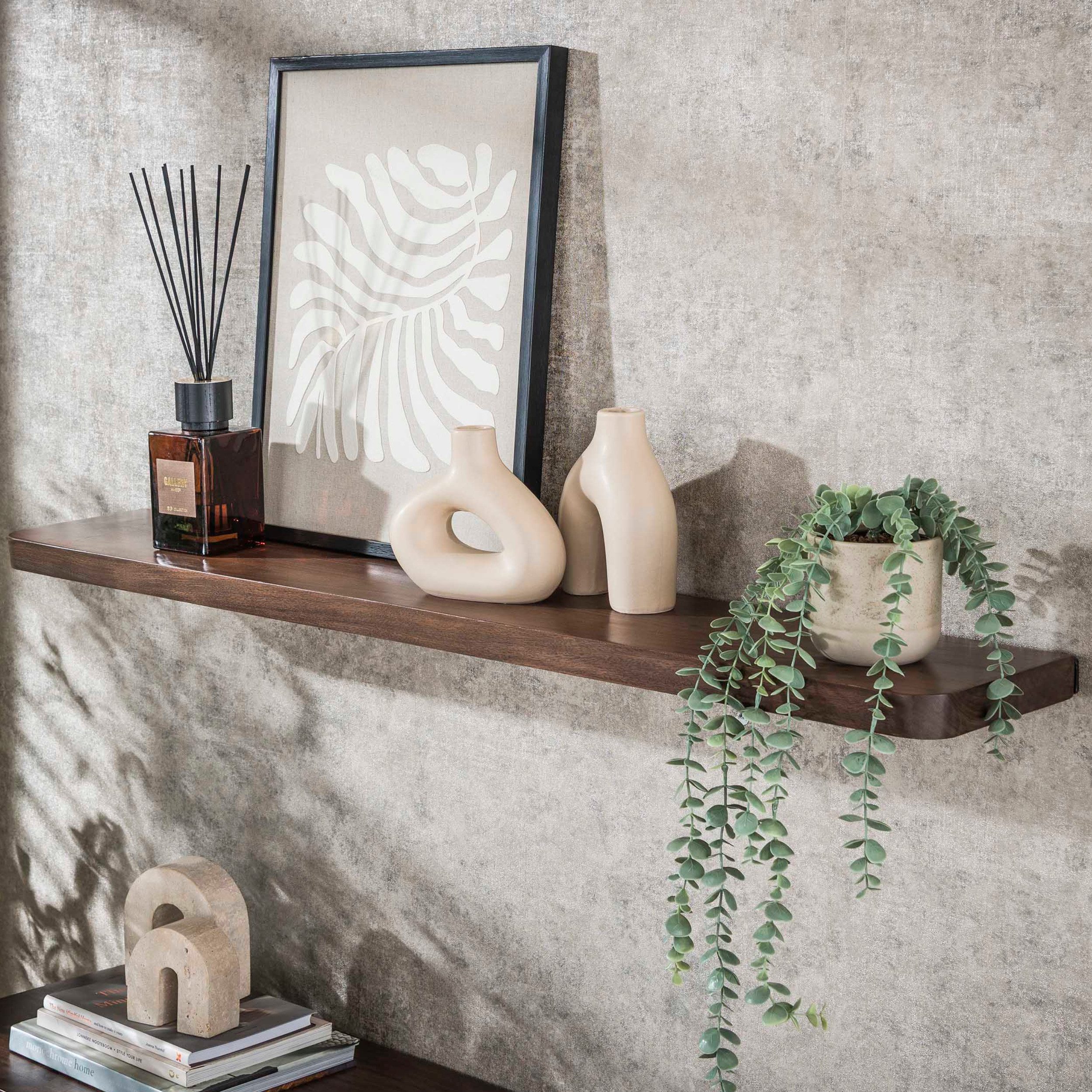 alesvelt Wandregal CARVE DRIFTWOOD schwebendes Massivholz-Regal mit abgerundeten Ecken, 120x20,5x3,5cm, Akazienholz