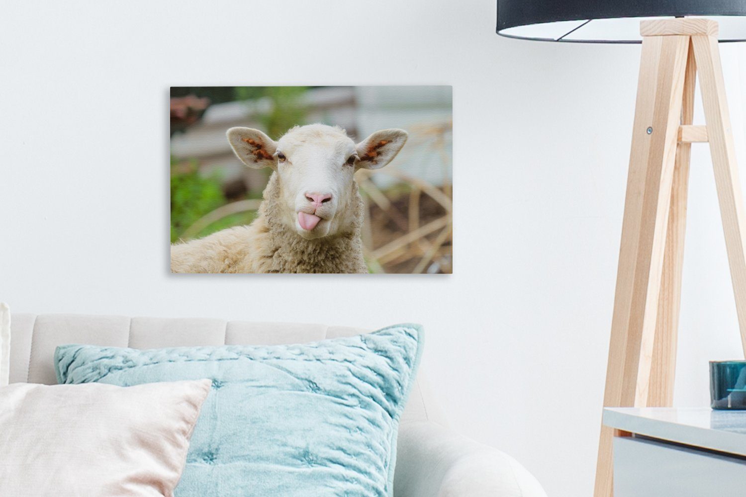 Tiere Aufhängefertig, Leinwandbilder, 30x20 Wolle, Leinwandbild Wanddeko, - - Wandbild Schafe St), cm OneMillionCanvasses® (1