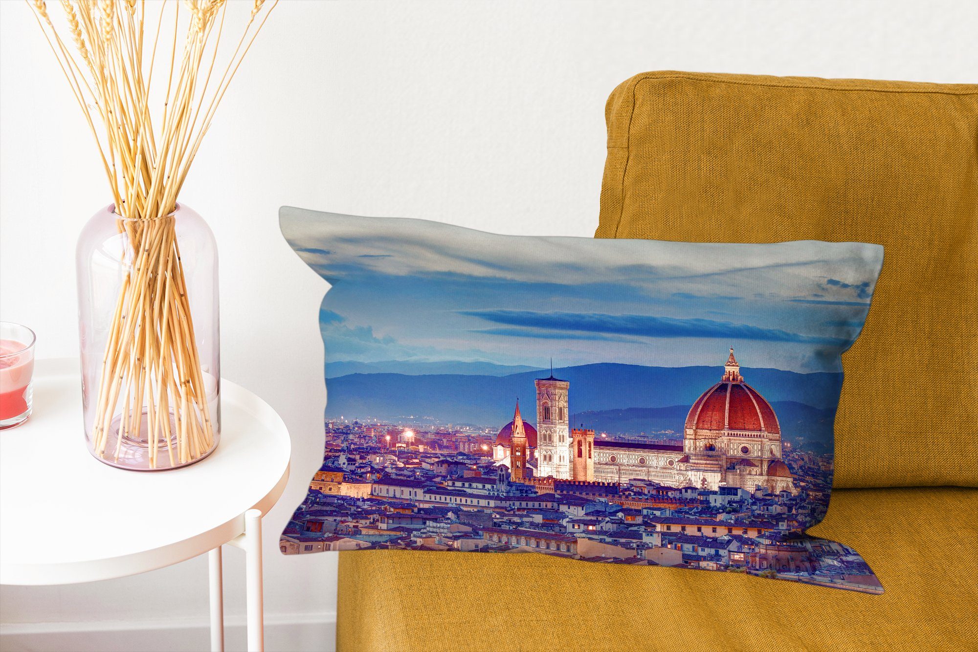 MuchoWow Dekokissen Florenz - Kathedrale Dekokissen Wohzimmer Zierkissen, Füllung, - mit Dekoration, Schlafzimmer Sonne