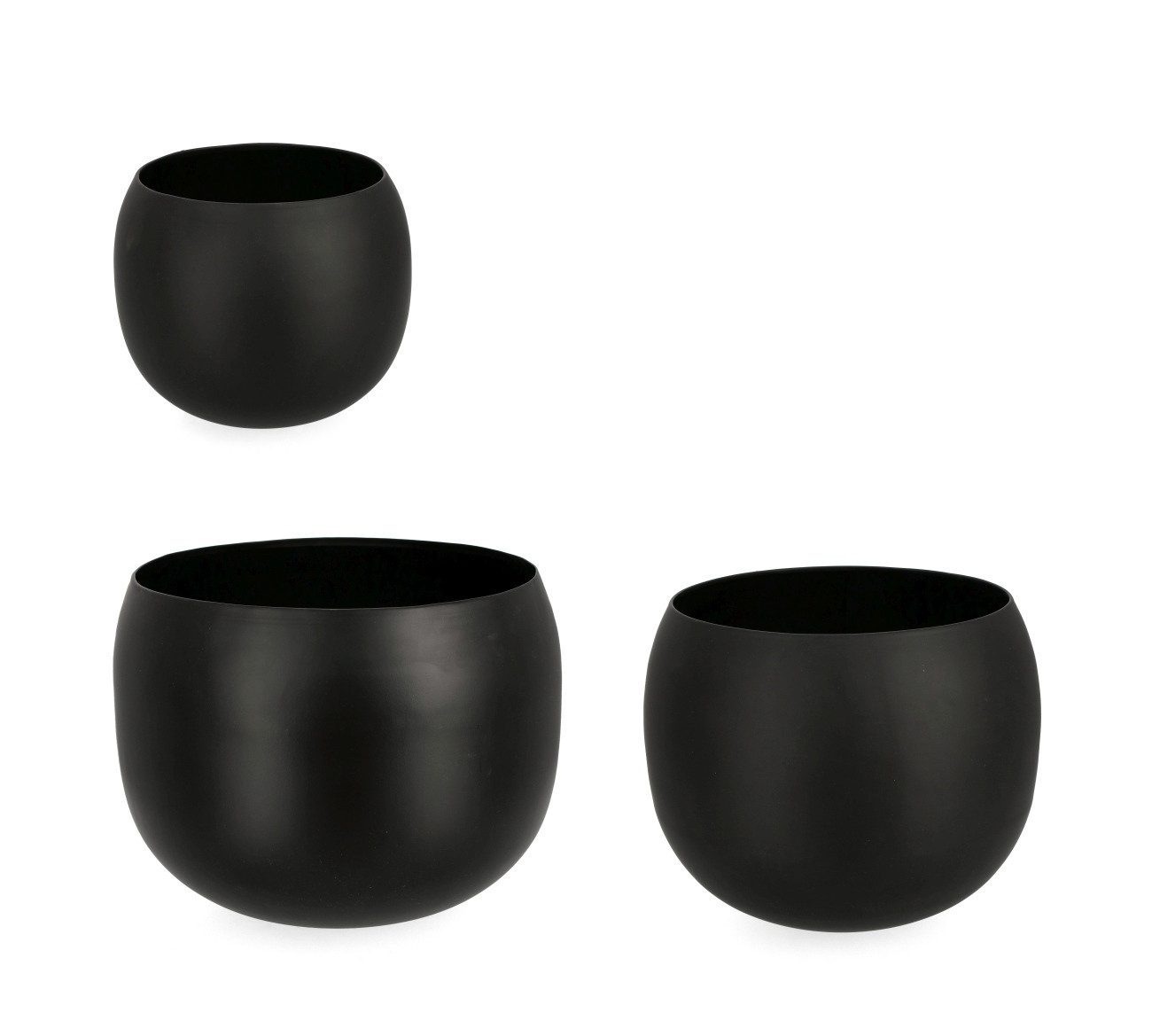 Dekovase Keyra 3er-Set aus Metall, Schwarz