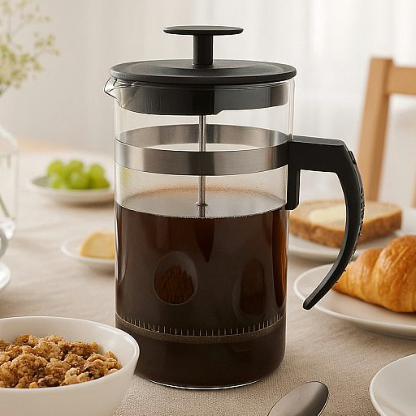 Koopman Kaffeebereiter, Glas / Kunststoff, Manuelle Presse, Griff, Presse, Transparent