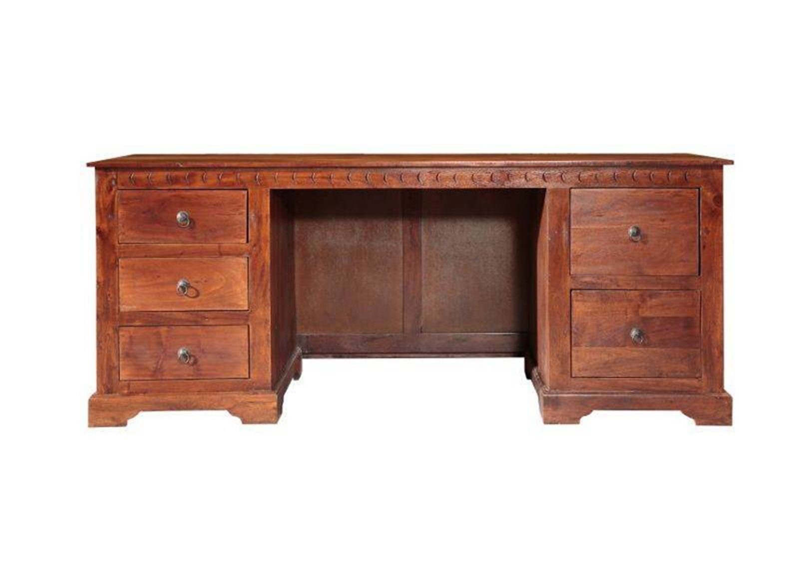 Massivmoebel24 Schreibtisch OXFORD (Massivholz, Massivholztisch), Schreibtisch Akazie 180x80x74 nougat lackiert OXFORD #529