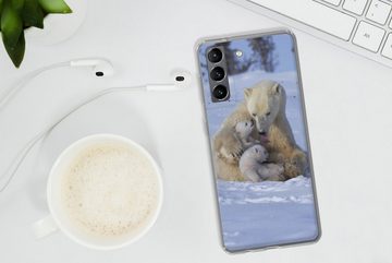 MuchoWow Handyhülle Eisbären - Schnee - Weiß, Phone Case, Handyhülle Samsung Galaxy S21 Plus, Silikon, Schutzhülle