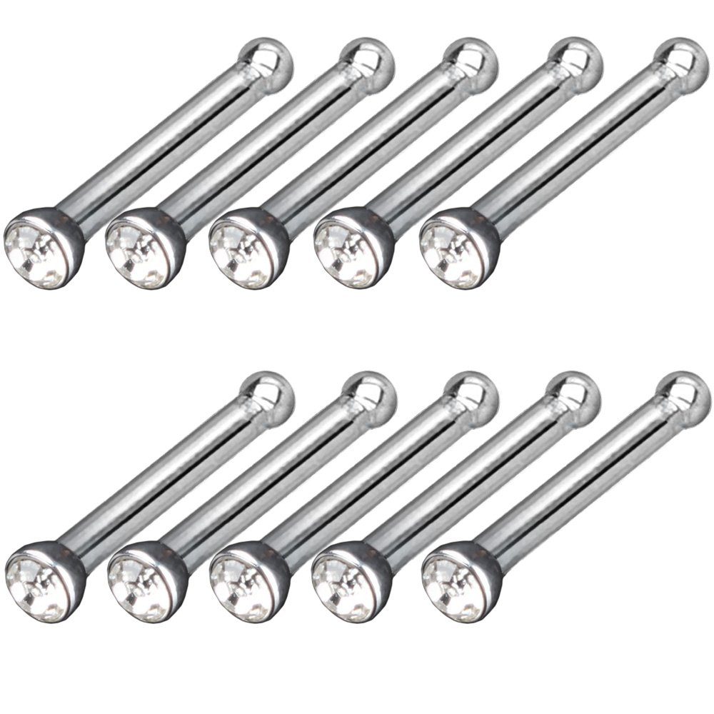 viva-adorno Nasenpiercing-Set 10er oder 20er Set 0,8mm Nasenstecker mit Stein Stecker Barbell (Set, 10-tlg), Zirkonia Kristall