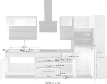 HELD MÖBEL Küchenzeile Tulsa, ohne E-Geräte, Breite 290 cm, schwarze Metallgriffe, MDF Fronten