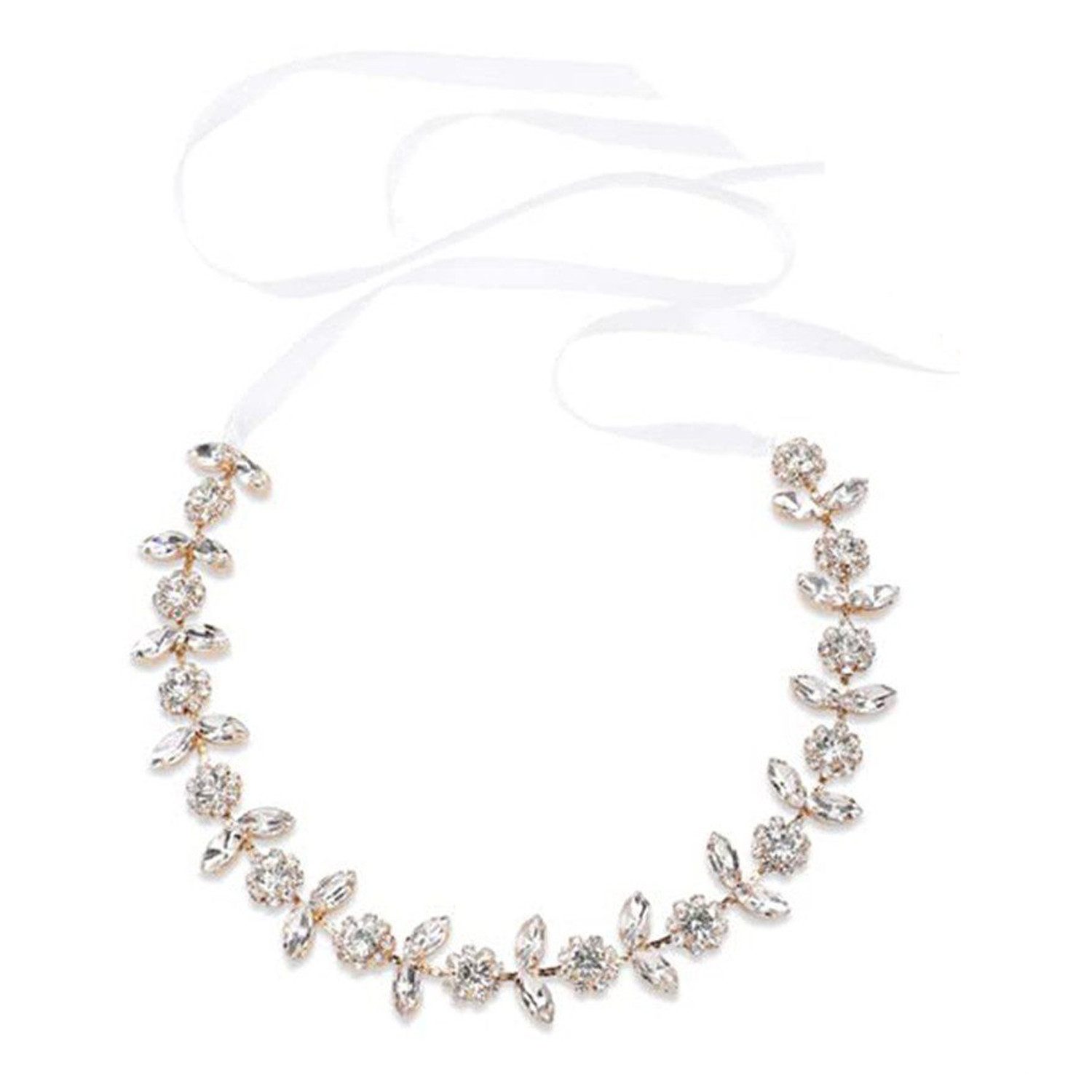 ZEUOPQ Diadem Kristall Blume Stirnband Kopfschmuck Haarreif gold (1-tlg), Elegante Blumenmädchen Brautstirnbänder