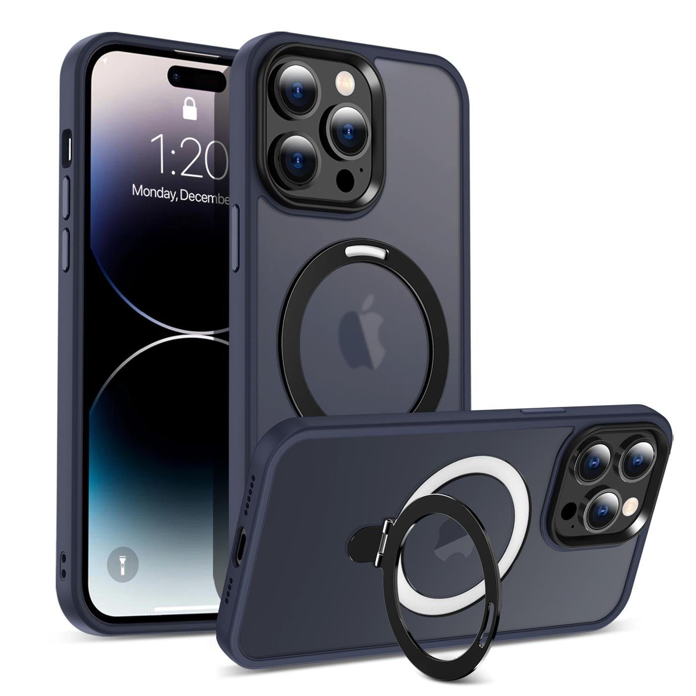 CoolGadget Handyhülle Hybrid Luxury Handy Case für iPhone 13 Pro 6,1 Zoll,  Hülle Massiv Metallring aufklappbar Schutzhülle für Magsafe Zubehör