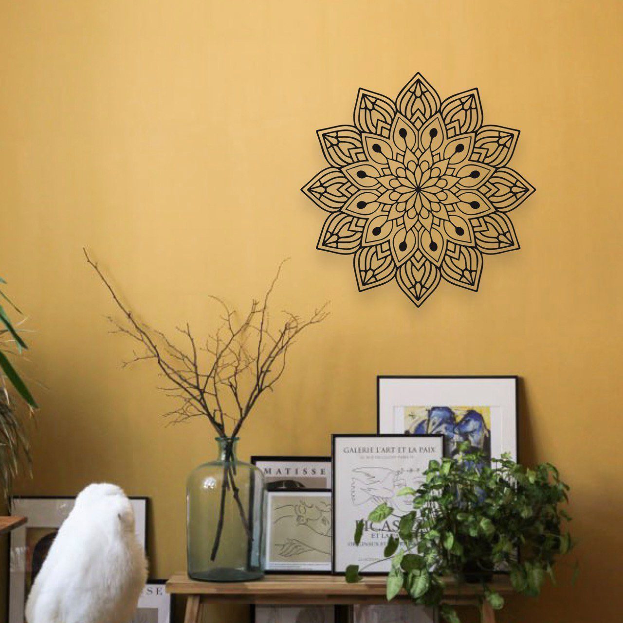 WoodFriends Wandbild aus Holz Mandala Holzschild zum Aufkleben Naturverbundenheit Deko, Wandkunst spirituelles Geburtstagsgeschenk Hinduismus Meditation