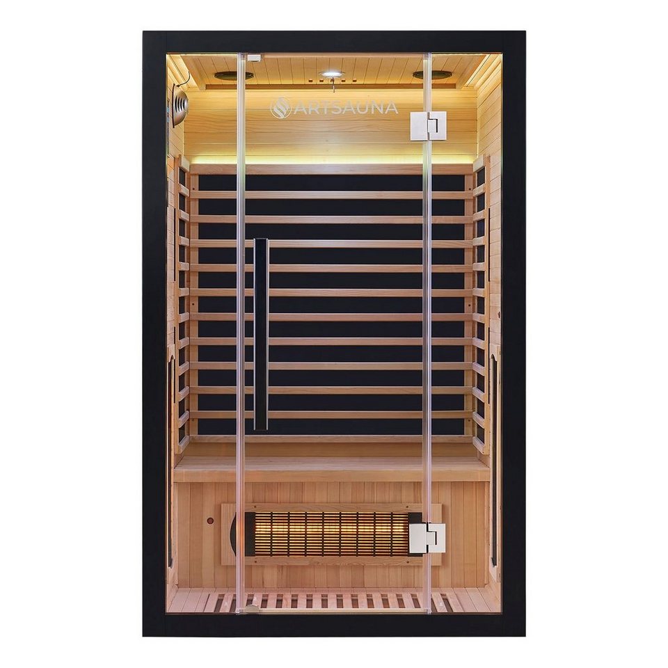 Artsauna Infrarotkabine Skara120 Dual Technologie, BxTxH: 120 x 105 x 190  cm, für 2 Personen, Hemlockholz, HiFi-System, Bluetooth, LED-Farblicht