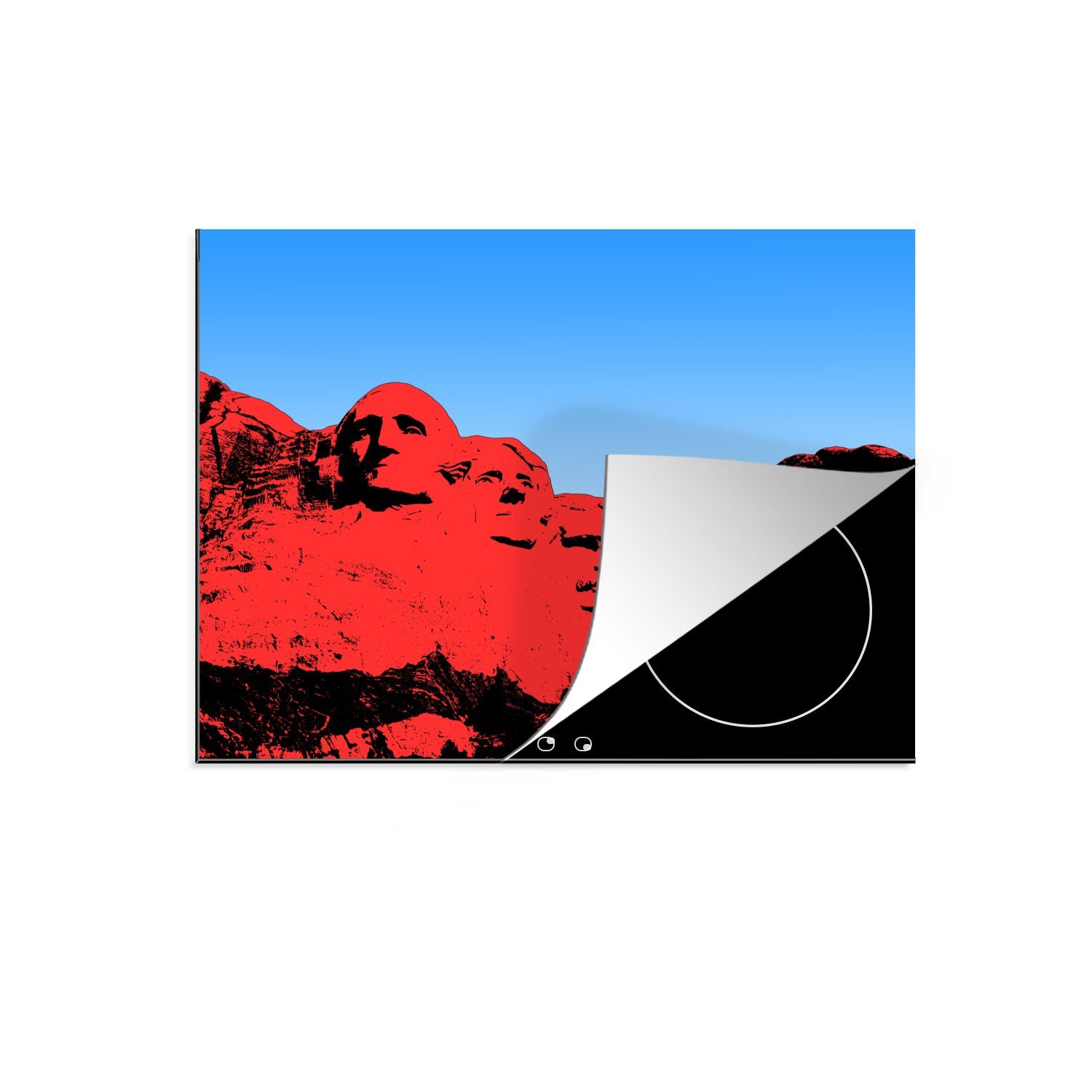 Rot, Mount Ceranfeldabdeckung Rushmore MuchoWow 60x52 Herdblende-/Abdeckplatte des nutzbar, tlg), Mobile Illustration (1 Vinyl, cm, in Arbeitsfläche