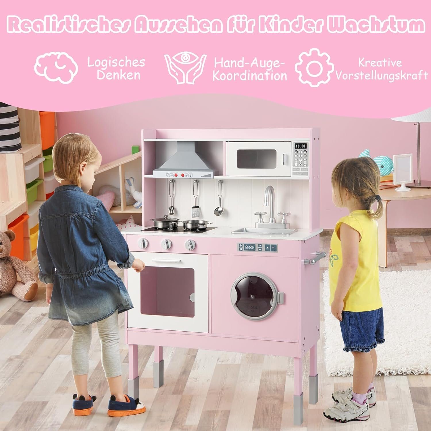 KOMFOTTEU Spielküche Kinderküche MFD, mit Licht- & Soundeffekt für Kinder a günstig online kaufen