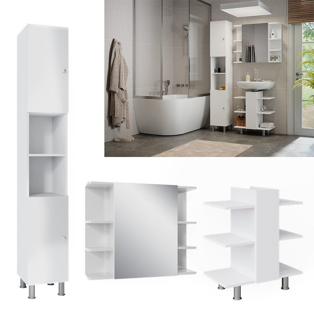 Vicco Badmöbel-Set Fynn, Weiß, 3 Teile, günstig online kaufen