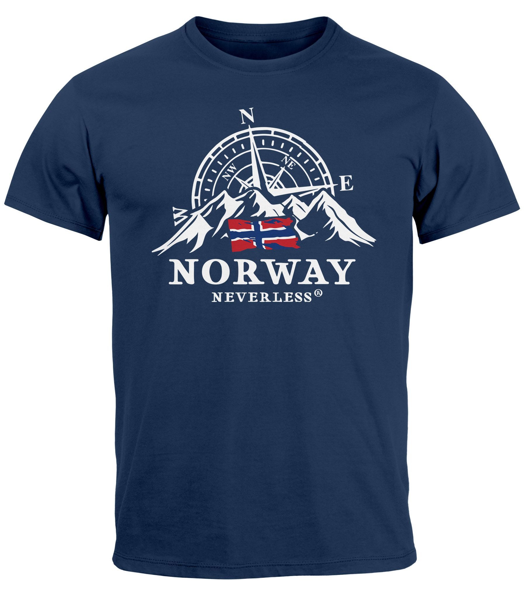 Neverless Print-Shirt Herren T-Shirt Norwegen Flagge günstig online kaufen