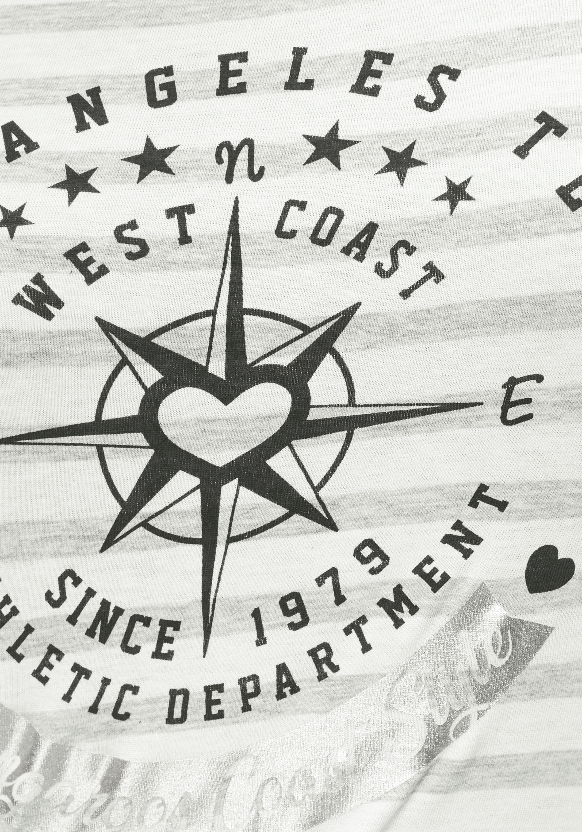 KangaROOS Print-Shirt Kurzarm, figurbetonter Schnitt, mit Metallic-Print