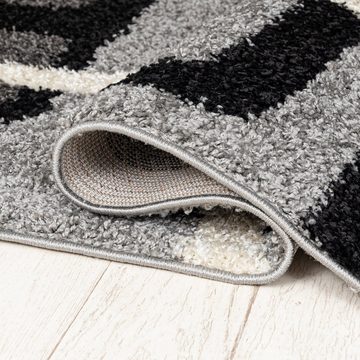 Hochflor-Teppich Hochflor Shaggy Teppich für Wohnzimmer - Höhe 30 mm Grau, Mazovia, 60 x 100 cm, Pflegeleicht, Geometrische, Langflor, Rechteckig, Weich