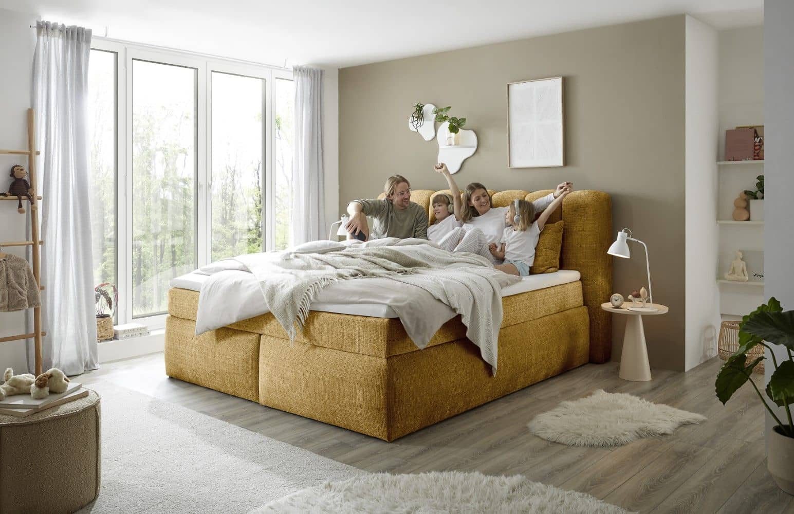 ED EXCITING DESIGN Boxspringbett Gibsons – Luxus mit Duo-Matratze & HR-Topper 180x200/200x200 (Komplettbett inkl. Topper & Duo-Matratze), inkl. Matratze & Topper, H3/H4, Liegehöhe 66 cm, Bezug waschbar 40 °C
