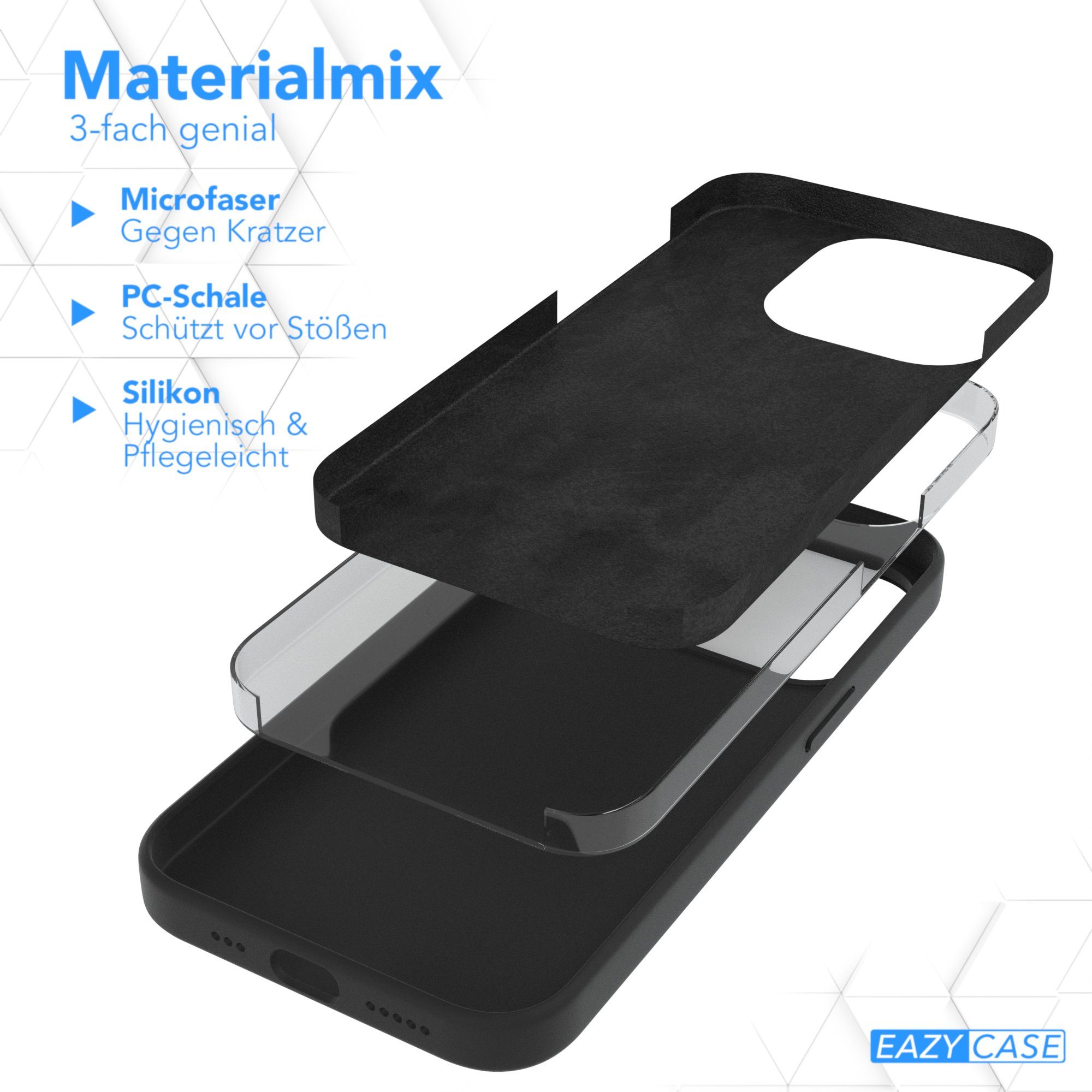 EAZY CASE Handyhülle Premium Silikon Case für Apple iPhone 14 Pro 6,1 Zoll, Hülle mit Kameraschutz Bumper Silikonhülle stoßfest Slimcover Schwarz – Bild 5 von 5