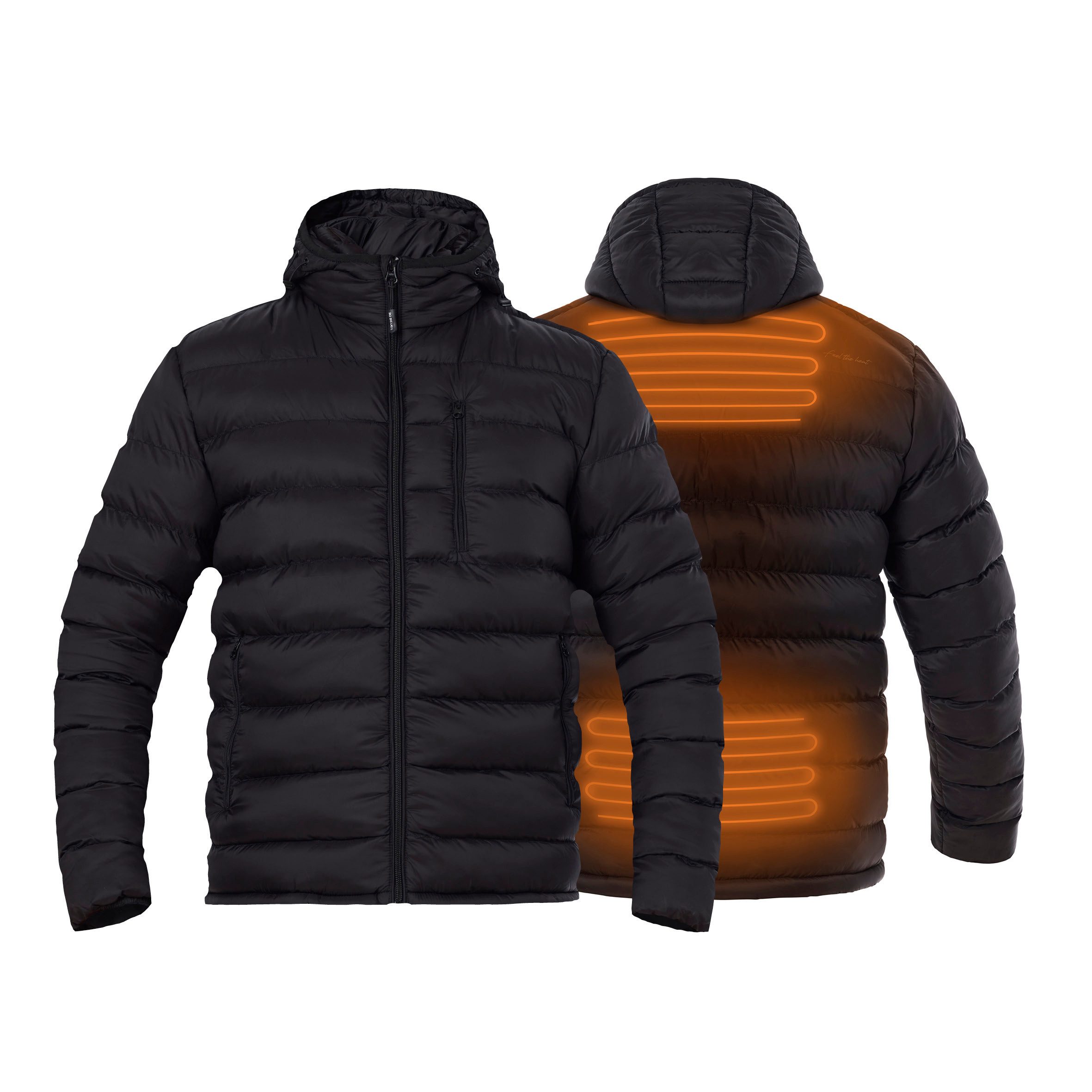 30seven Steppjacke beheizt - Regular Fit für Herren - mit Kapuze 7,4V Set inkl. Akku & Ladegerät