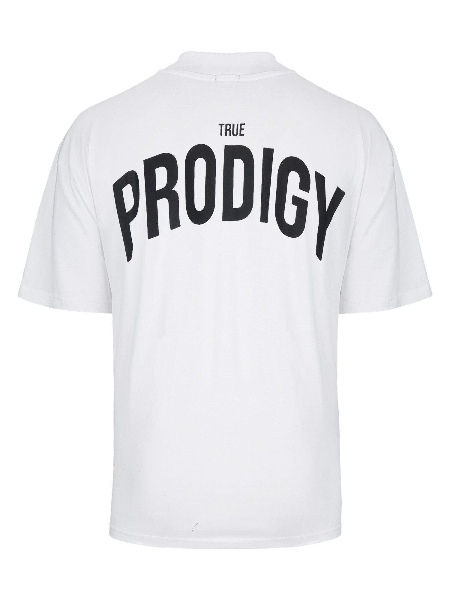 trueprodigy Oversize-Shirt Riley Logoprint Weiß Stoff dicker Stehkragen