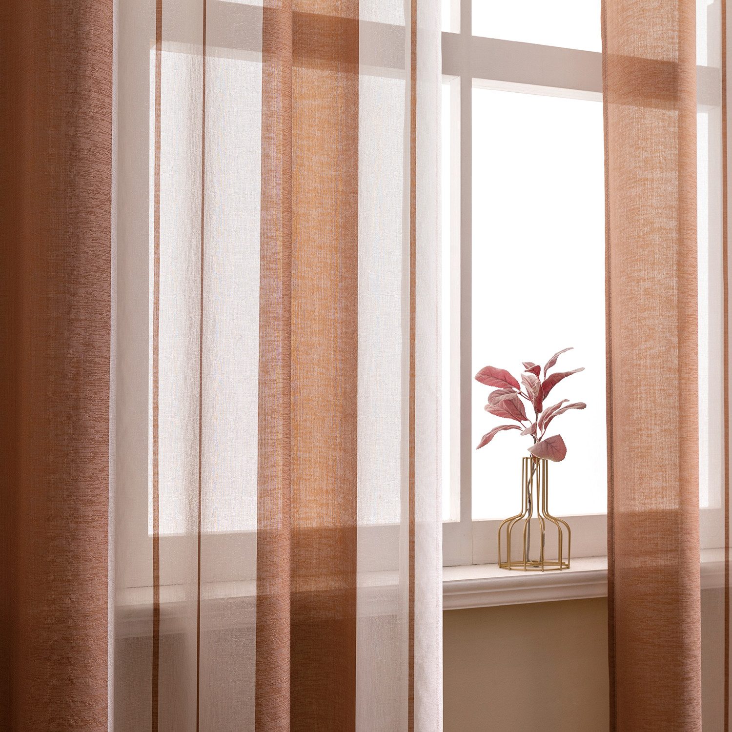 BYSURE Vorhang Gestreift Voile Vorhänge (2 St), Ösen, halbtransparent, Voil günstig online kaufen