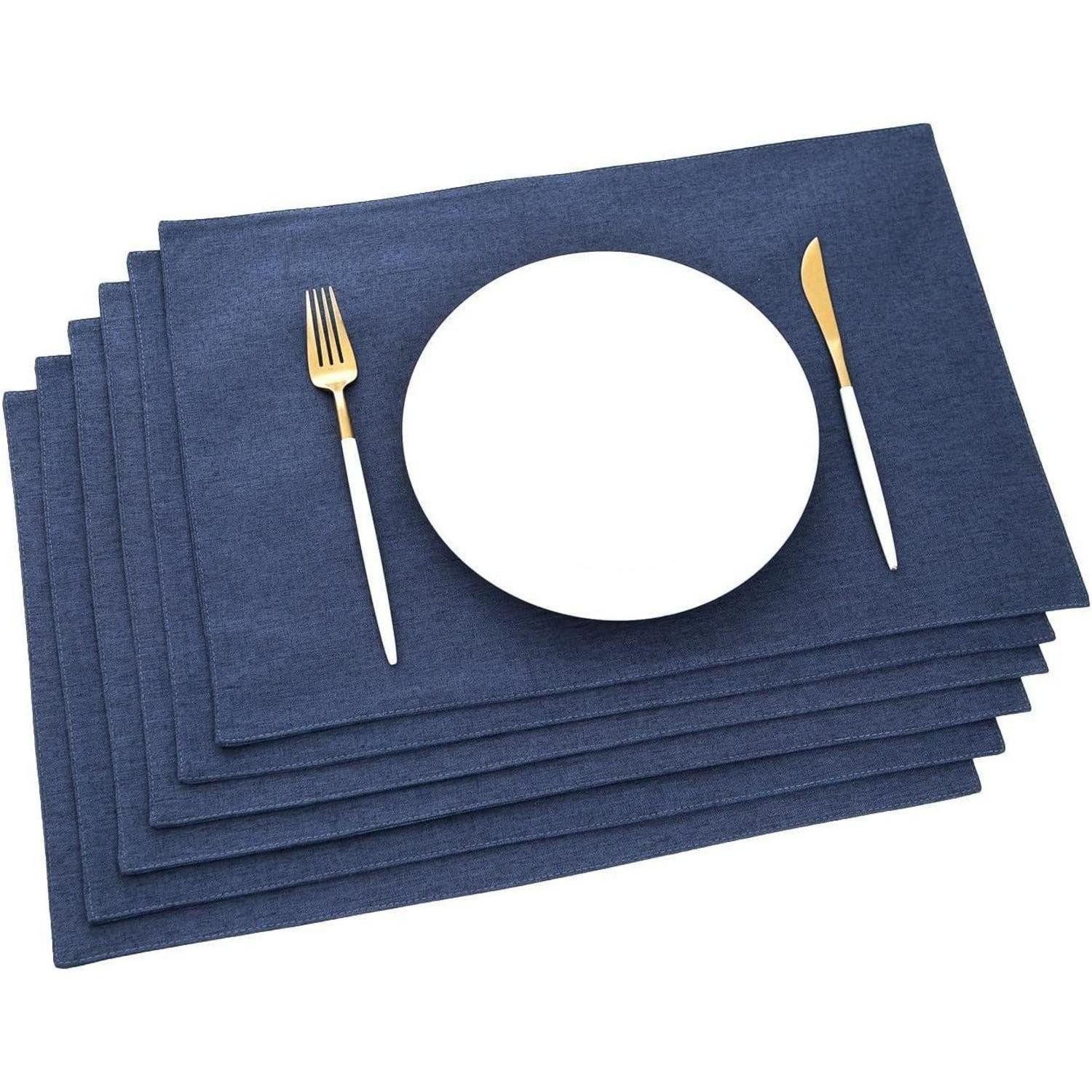 LuxusKollektion Platzset Tischset Stoff Platzdeckchen Untersetzer Navy Blau 48 x 33 cm