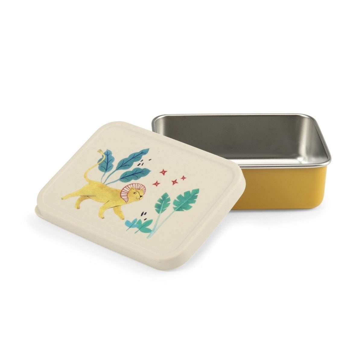 Moulin Roty Lunchbox Brotdose aus Edelstahl mit Silikondeckel, kindgerecht, ab 3 Jahren, mit Deckel