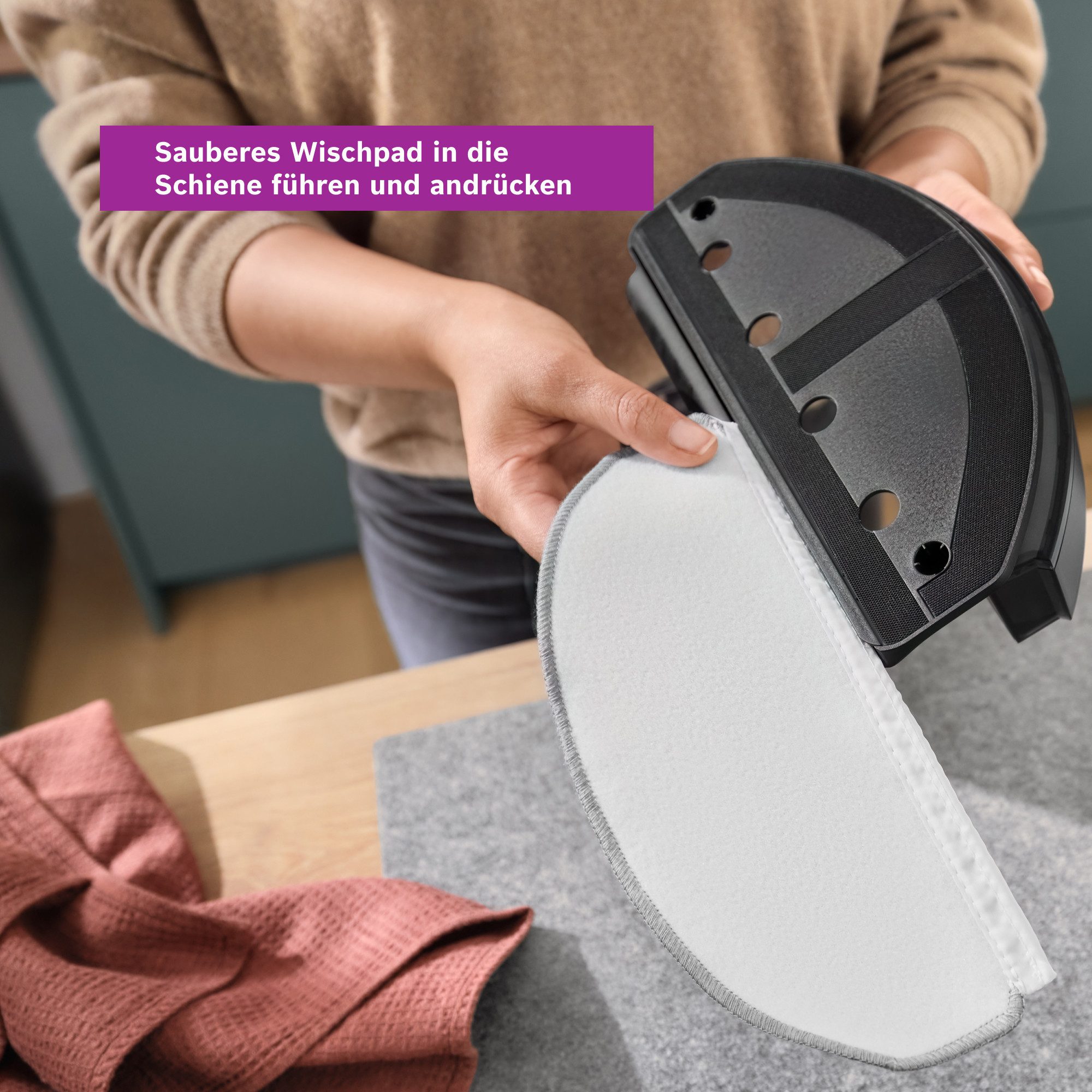 BOSCH BHZRMP12, Wischpad für Spotless und Advanced Saugroboter Wischbezug (Mikrofaser, gründliche Nassreinigung auf Hartböden, 3er Pack)