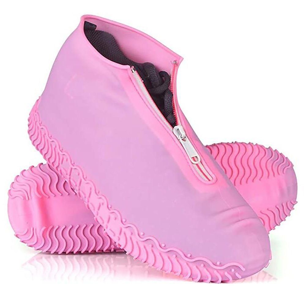 TUABUR Schuhüberzieher Wasserdichte Schuhüberzüge können wiederverwendet werden Rosa