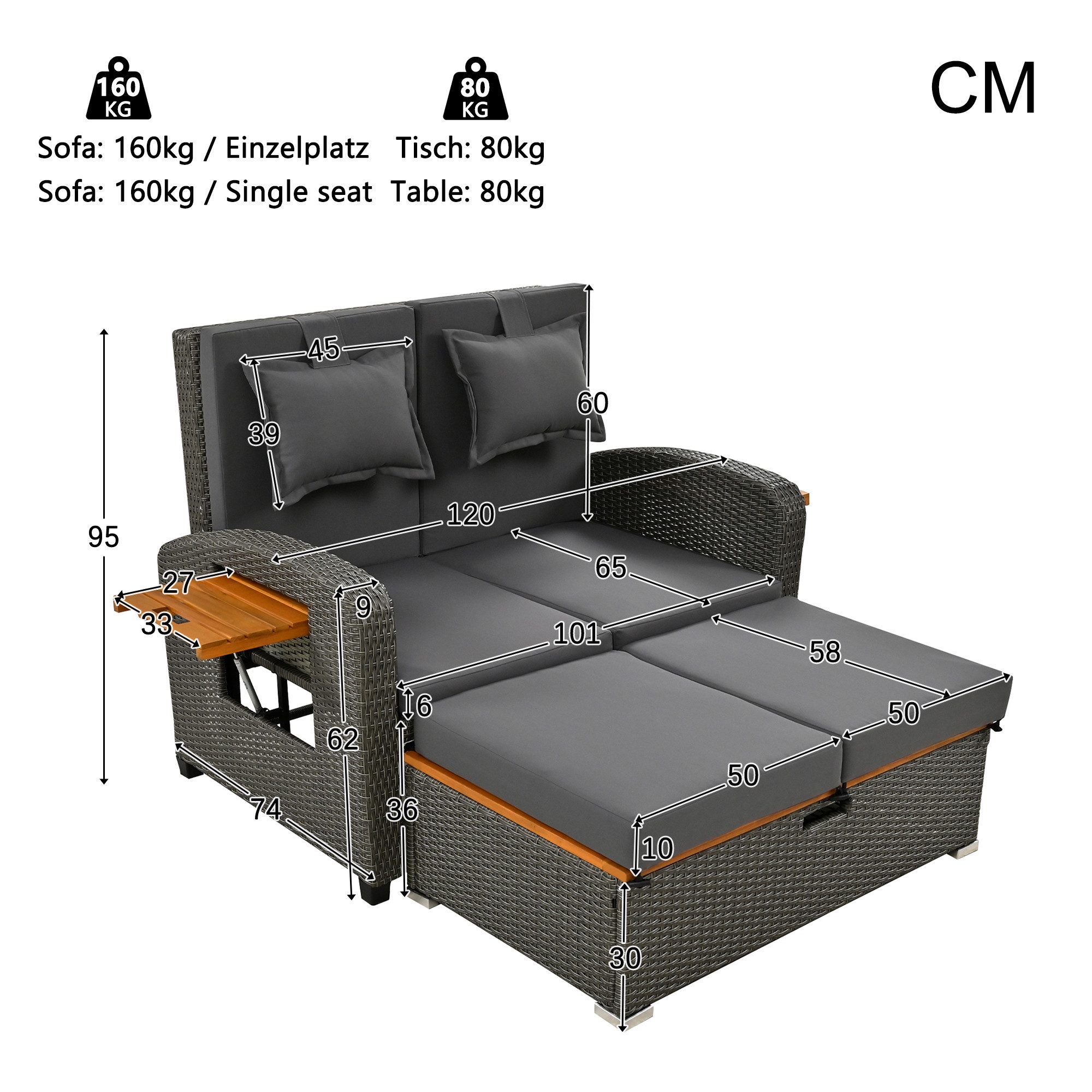 Celya Gartenlounge-Set Gartenlounge-Set, Rattan outdoor liege günstig online kaufen