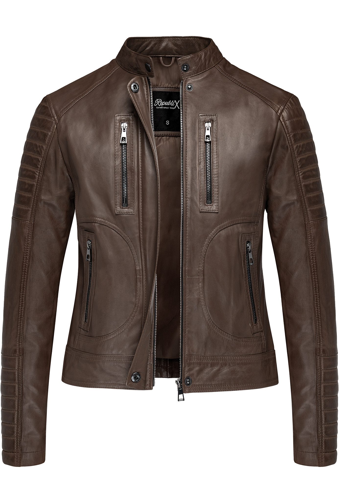 REPUBLIX Lederjacke MYRNA Echtleder Damen Biker Zipper Jacke günstig online kaufen