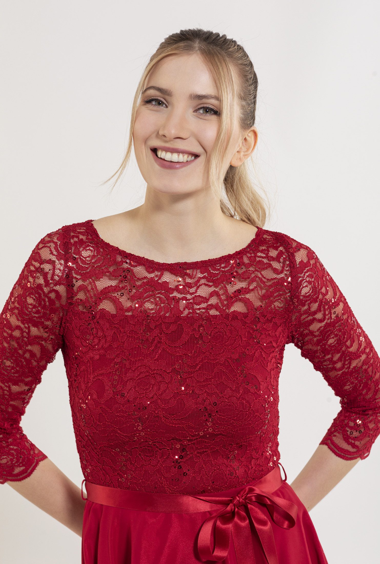 SWING Cocktailkleid Taillierte Passform mit ausgestelltem Rockteil – Bild 4 von 5