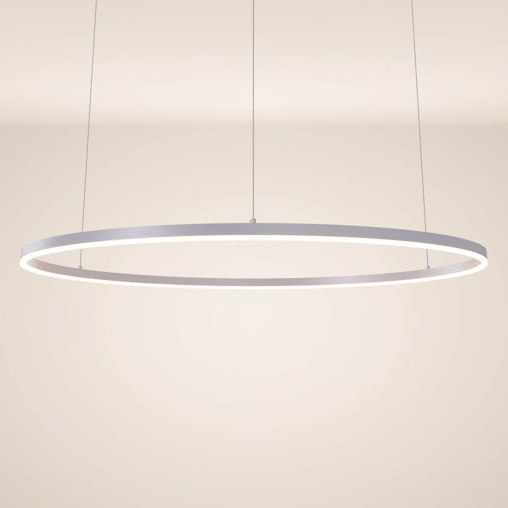 s.luce Pendelleuchte LED Pendelleuchte Ring 5m Abhängung Alu-Gebürstet, 120 Warmweiß