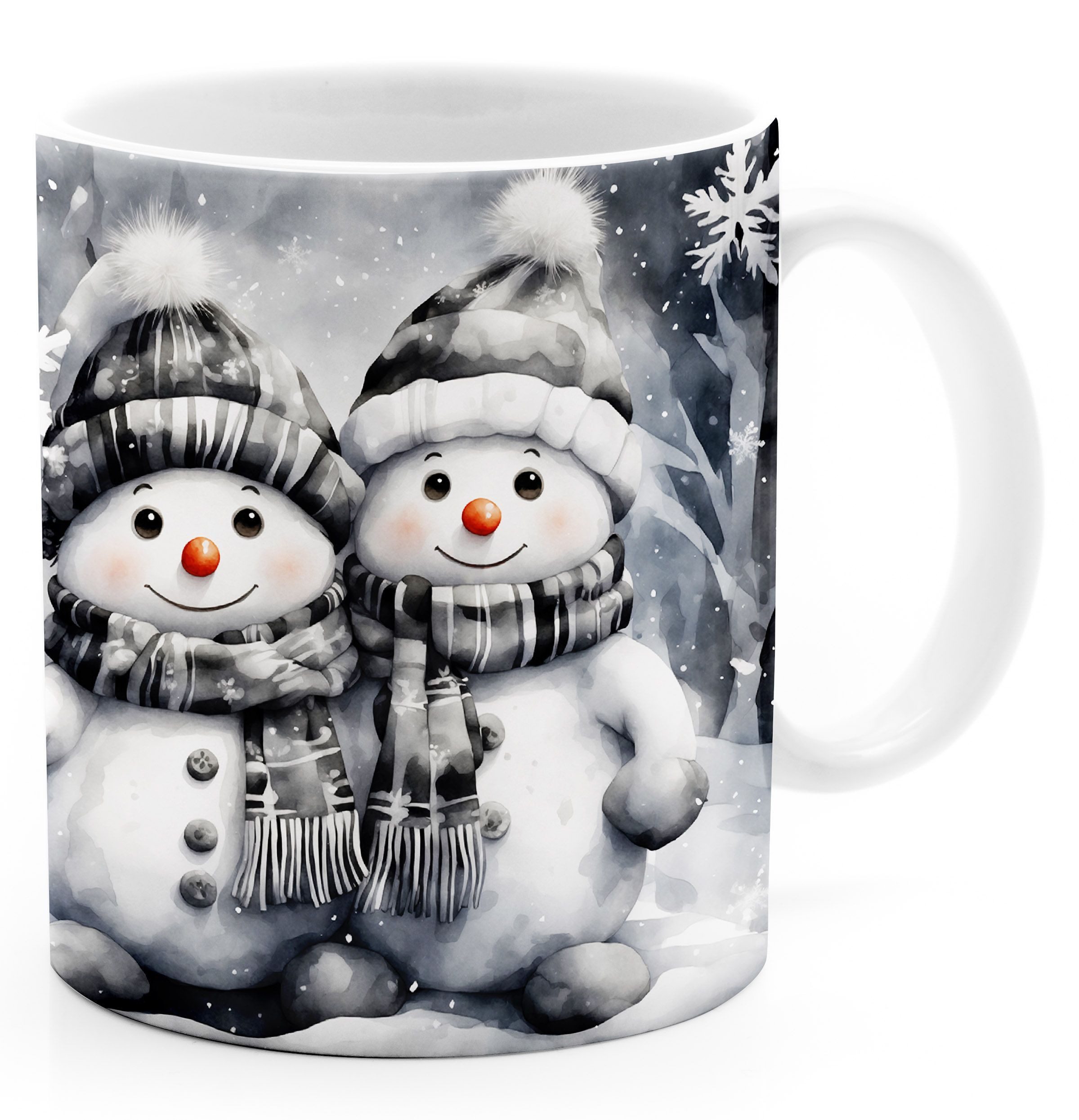 MoonWorks Tasse Tasse Weihnachten Wintertasse Weihnachtstasse XMAS Schneemann Wichtel, Keramik