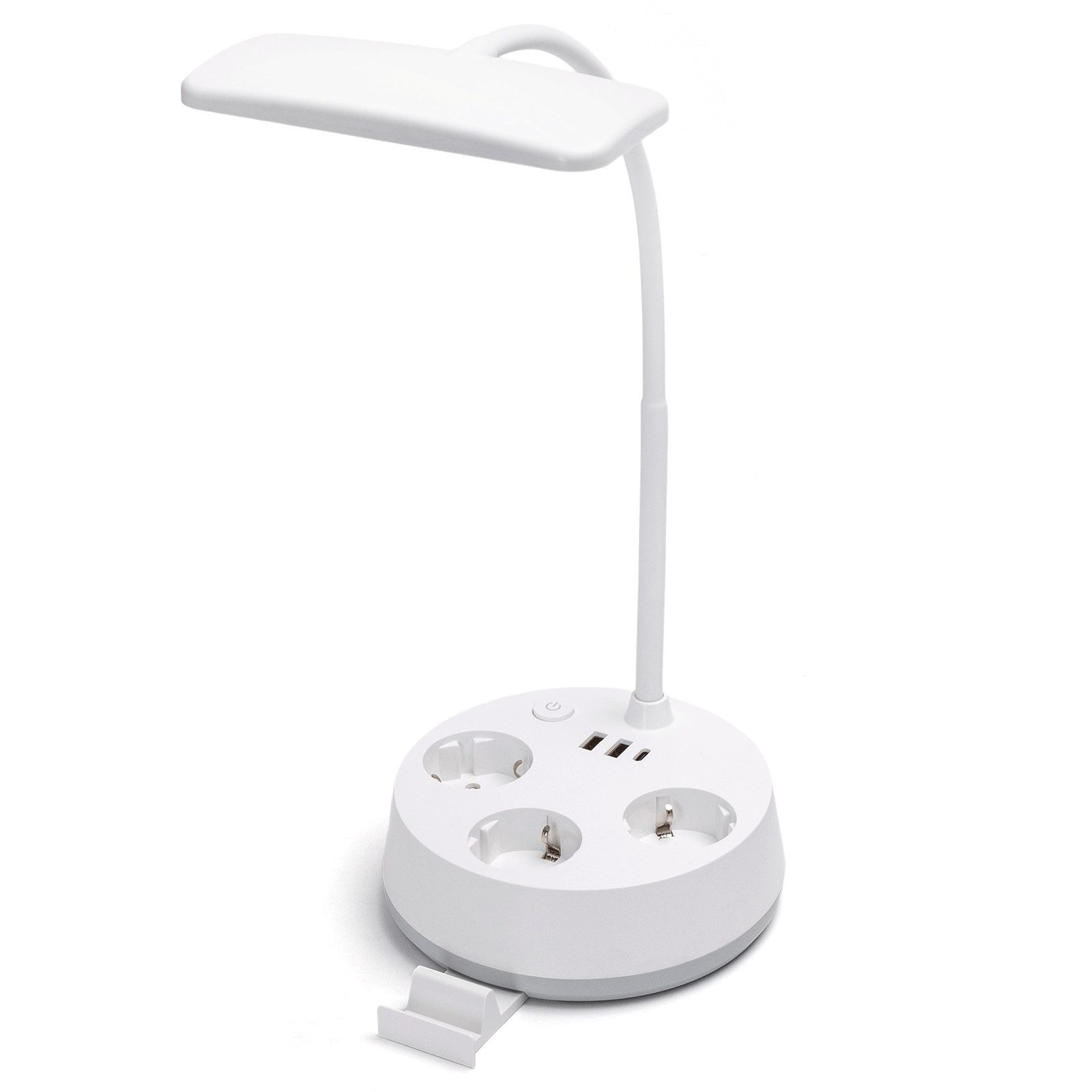 Aigostar Steckdosenleuchte Touch-Tischlampe mit USB & Typ-C, 3 Farben, Dimmen,Weiß