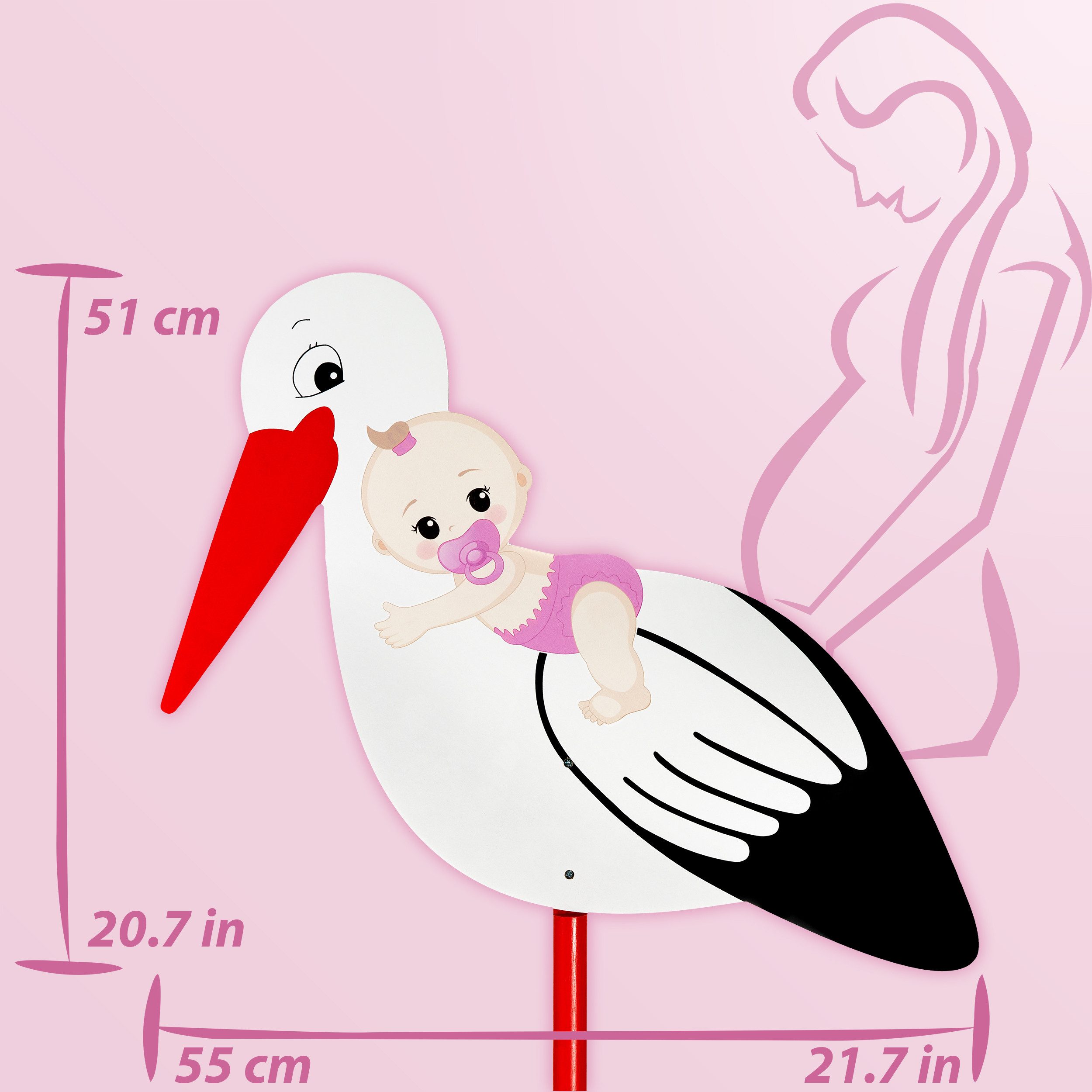BRUBAKER Girlande Willkommen Baby Girlande + Großer Storch aus Holz für Jungen & Mädchen, Baby Deko Set - Wimpelkette mit Anhängern und Klapperstorch - Deko – Bild 4 von 5